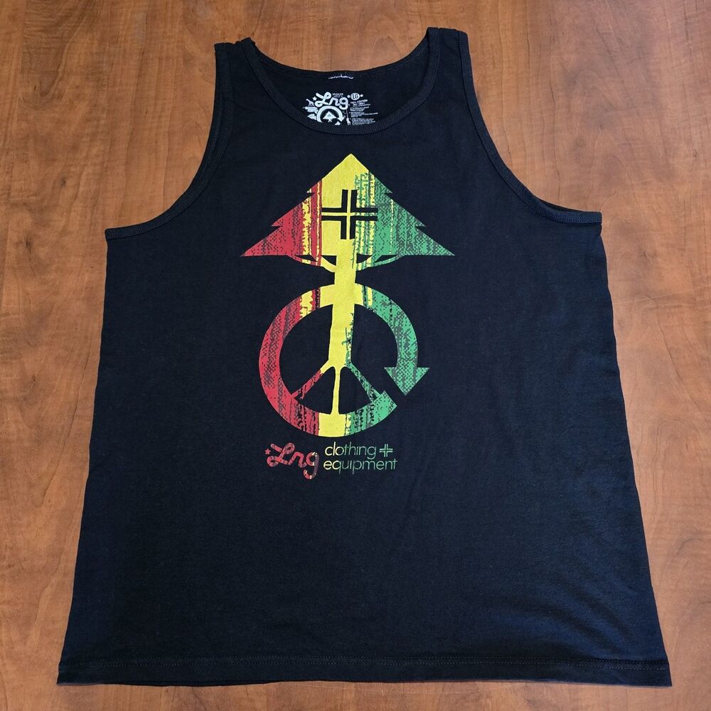 LRG Mens Premium Fit Jamaican Colorway Sleeveless Graphic Tank L